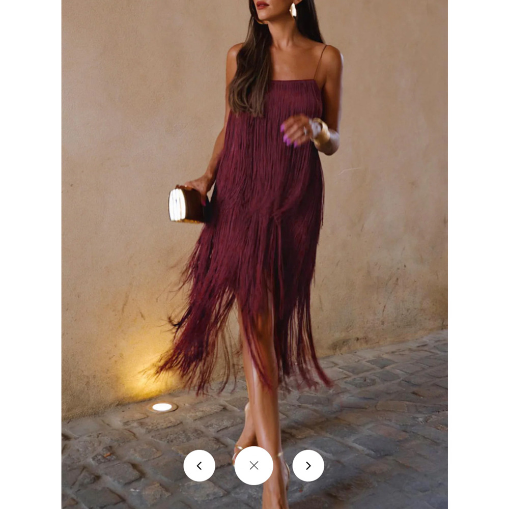Copied - Commense Florence Fringed Open Back Short Dress SZ XL